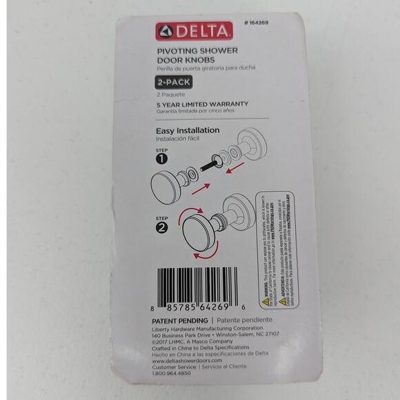 NEW Delta Sdkb005-pc Lyndall Knob for Pivot Shower Door in Chrome 2 Pack - Picture 2 of 4